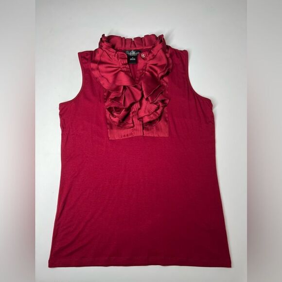 August Silk Top Ruby with Ruffles Size M - Picture 1 of 15